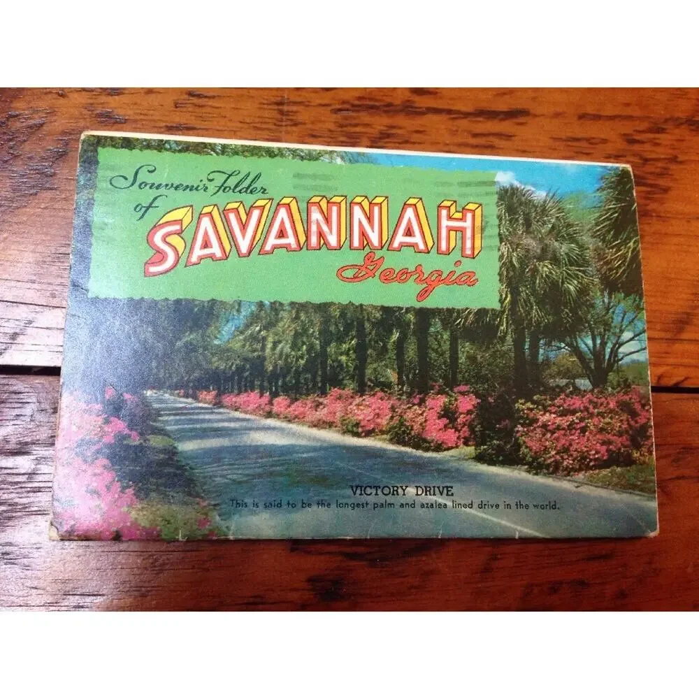 Vtg 1961 Savannah Georgia GA Color Foldout Postcards Set to Fitch Luray Virginia